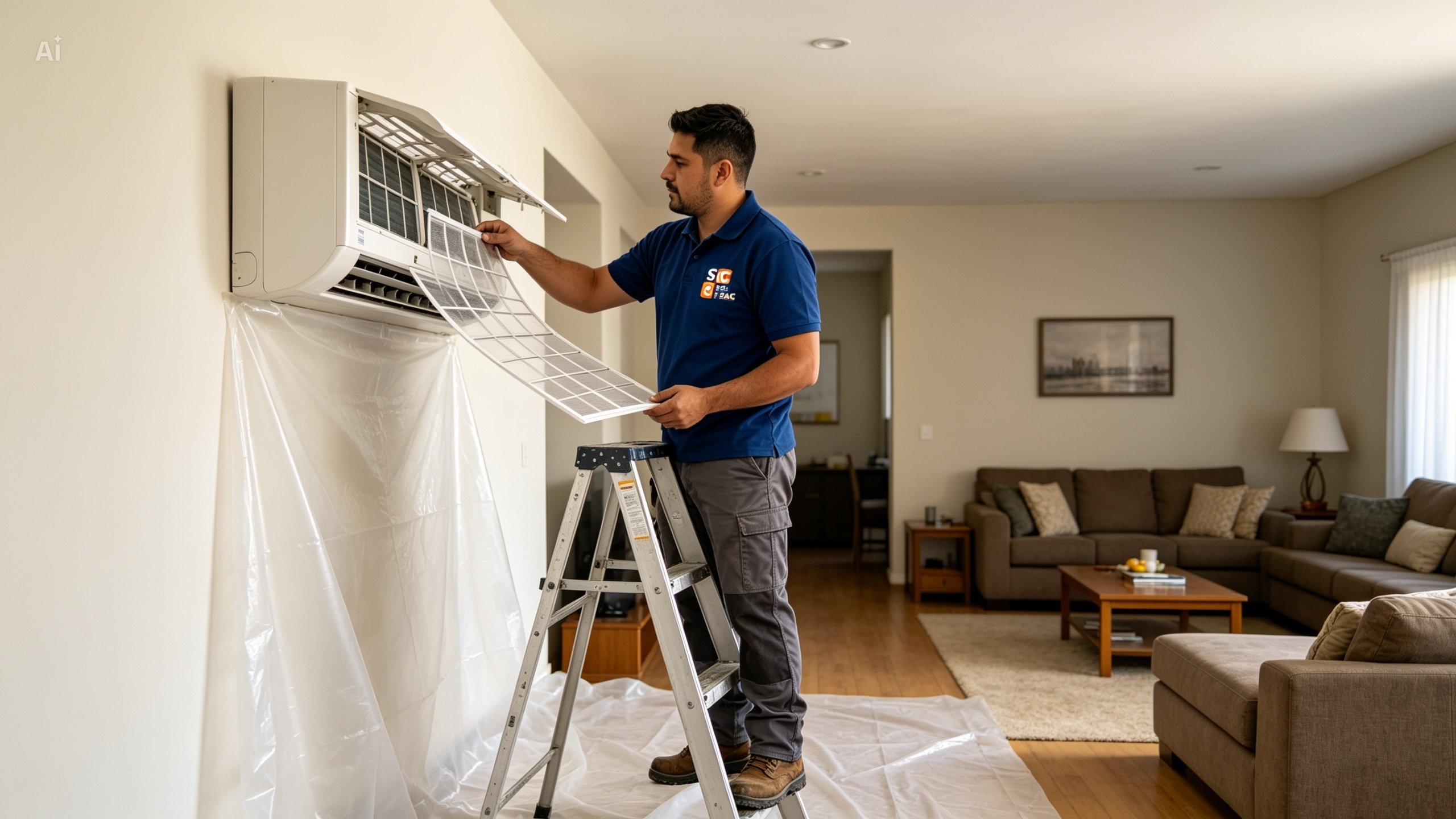 Skilled worker painting